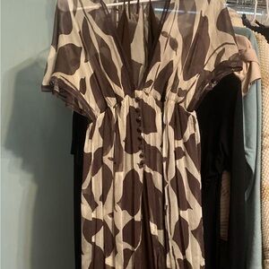 Black Halo Brown & Cream Printed Midi Dress